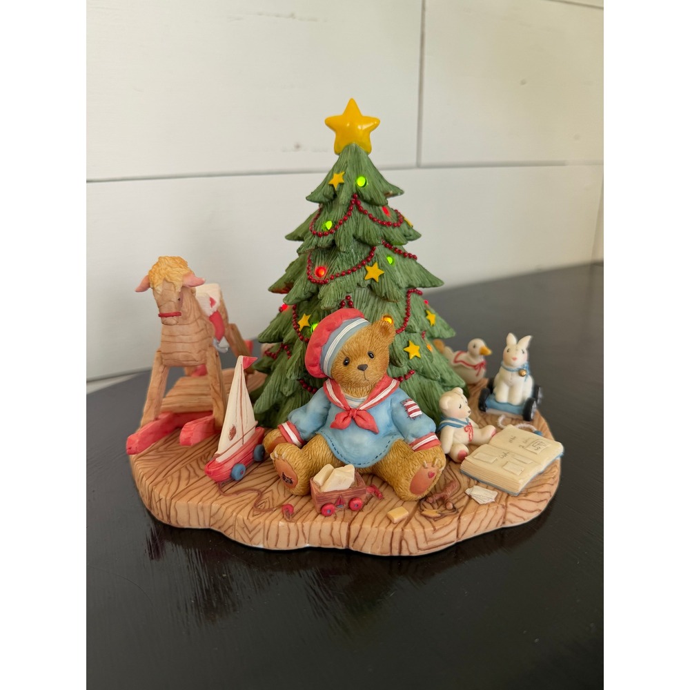 Cherished Teddies #104054 Graham "Spread Holiday Cheer" 2002 Light Up Figurine